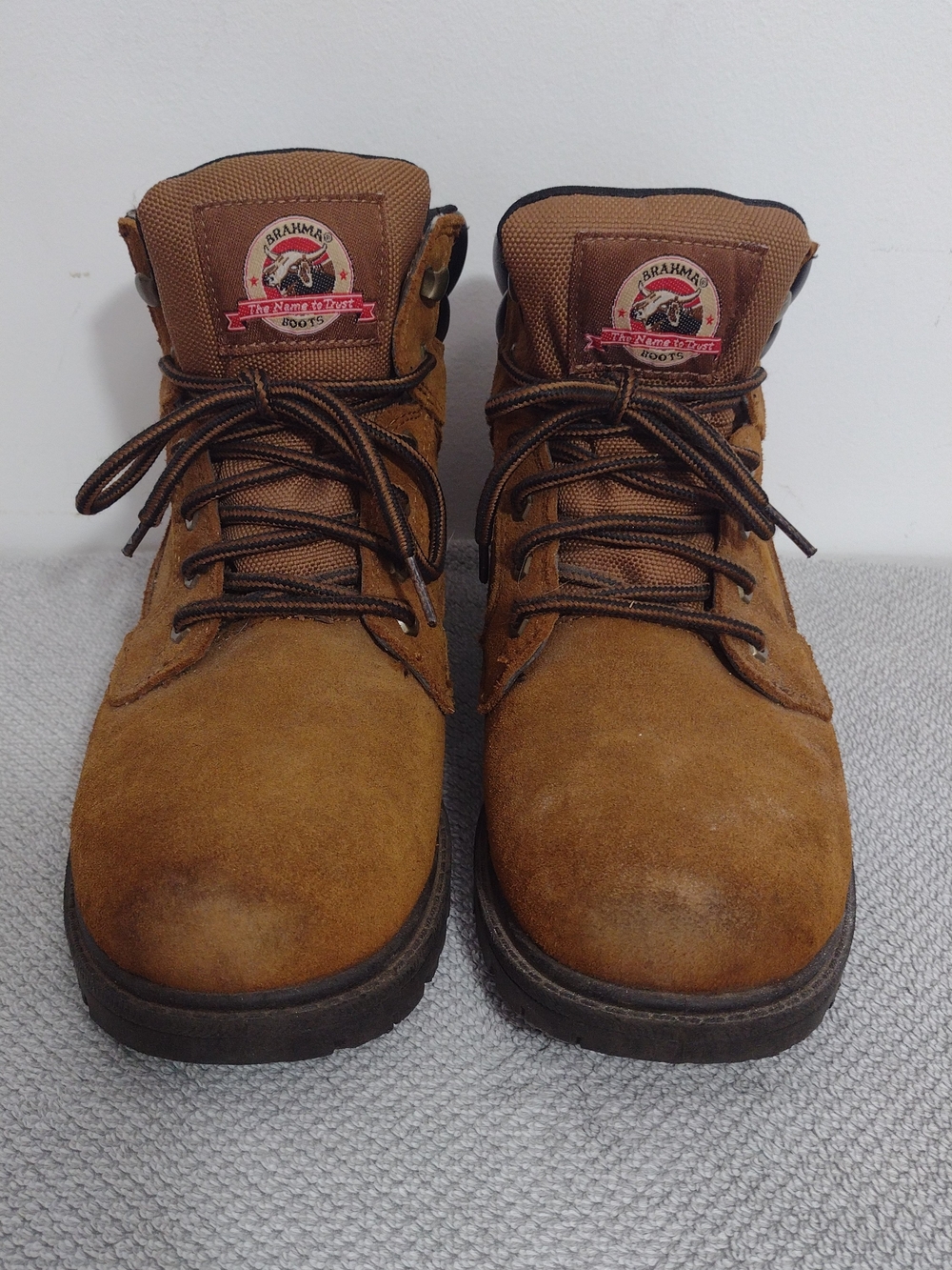 Brahma Tan Suede Lace-Up Work Boots